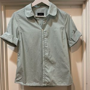 A.P.C. RUE MADAME PARIS green/white striped button down